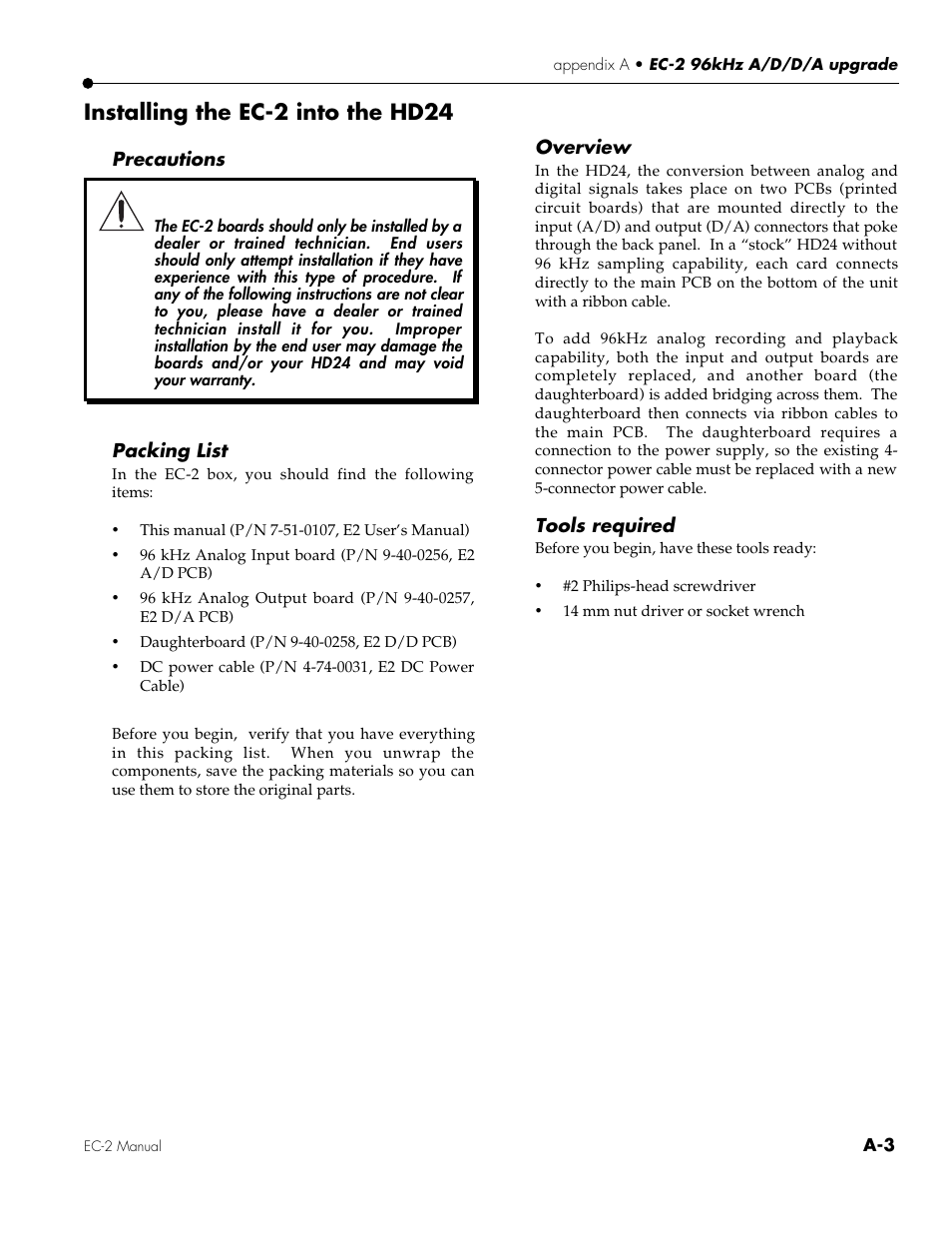Installing the ec-2 into the hd24 | ALESIS EC-2 User Manual | Page 5 / 15