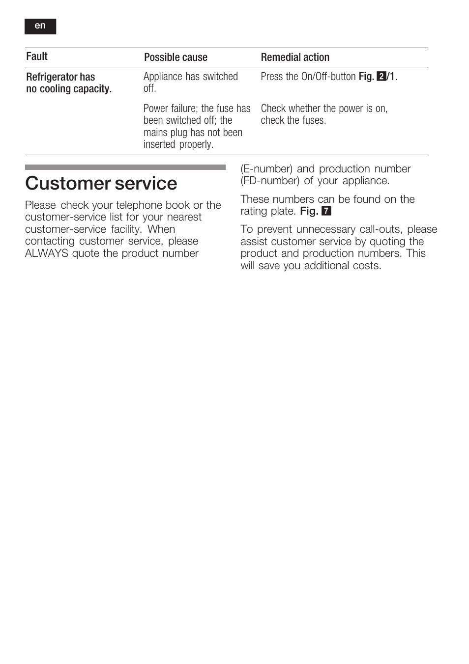 Customer service | Siemens KF18WA41IE User Manual | Page 22 / 101