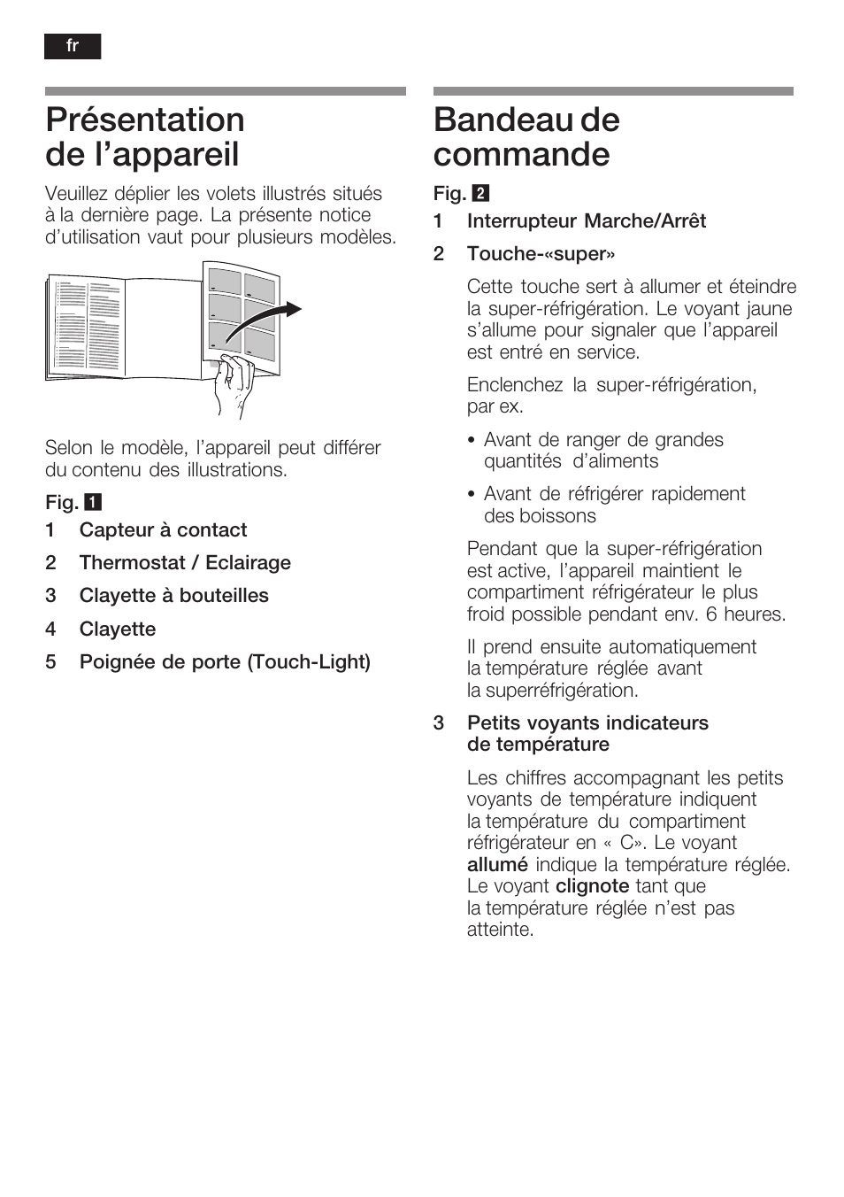 Présentation de l'appareil, Bandeau de commande | Siemens KF18WA41IE User Manual | Page 26 / 101