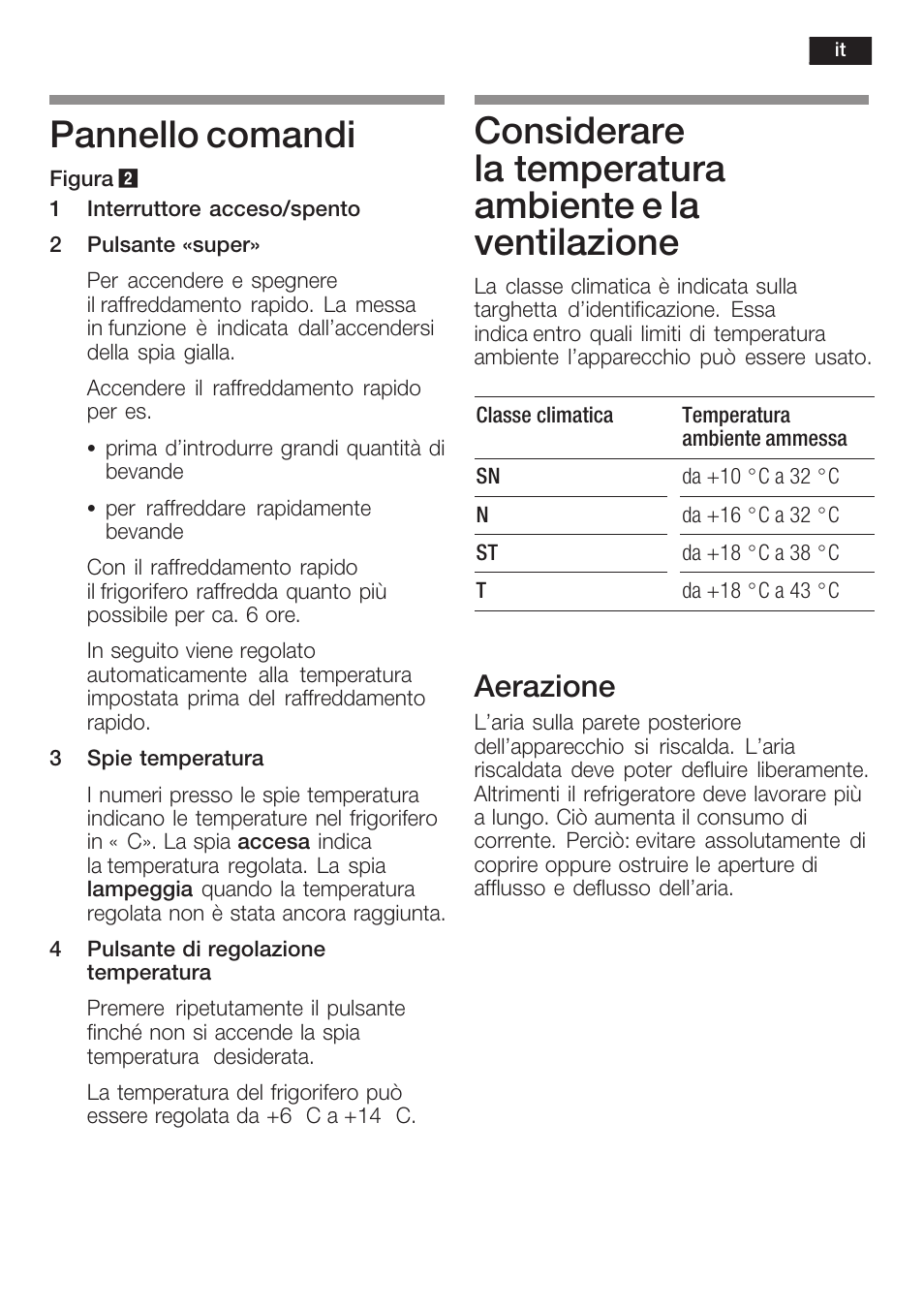 Pannello comandi, Aerazione | Siemens KF18WA41IE User Manual | Page 37 / 101