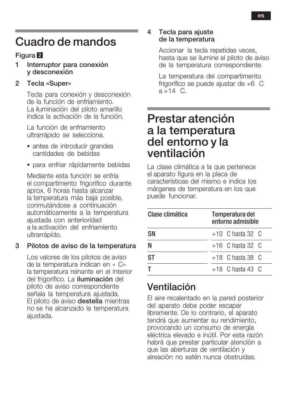 Cuadro de mandos, Ventilación | Siemens KF18WA41IE User Manual | Page 57 / 101