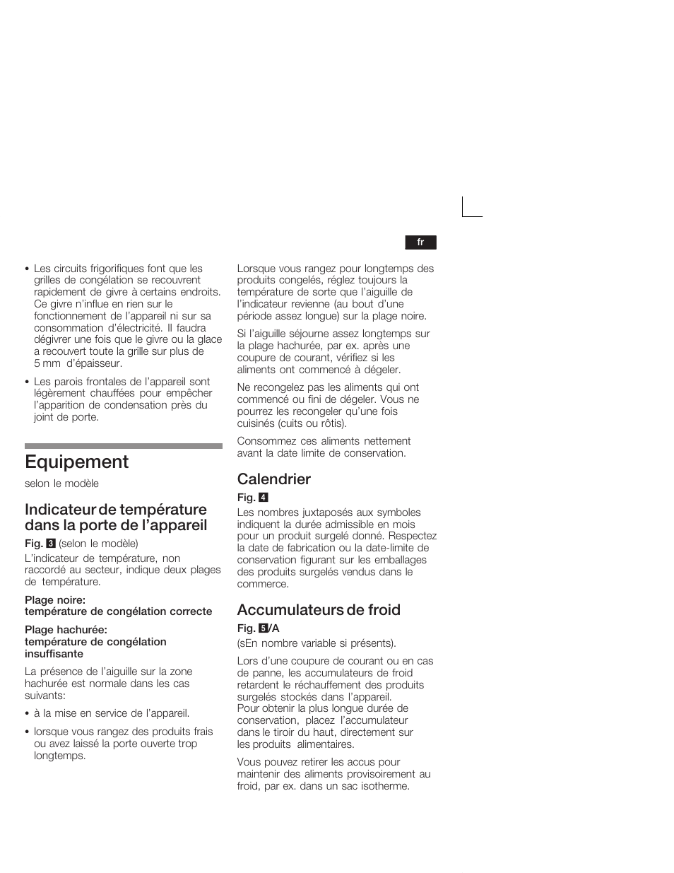 Equipement, Calendrier, Accumulateurs de froid | Siemens GI18DA65 User Manual | Page 31 / 65