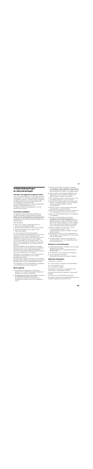Veiligheidsbepalingen en waarschuwingen, Voordat u het apparaat in gebruik neemt, Technische veiligheid | Bij het gebruik, Kinderen in het huishouden, Algemene bepalingen | Siemens KA62DV71 User Manual | Page 105 / 129