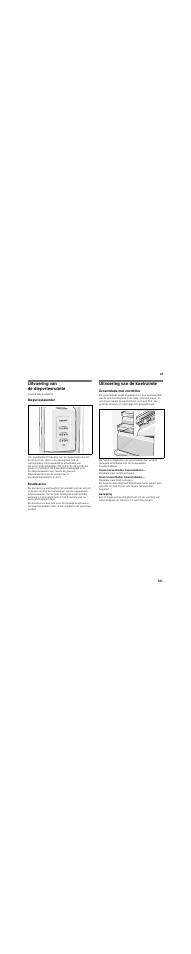 Uitvoering van de diepvriesruimte, Diepvrieskalender, Koude-accu | Uitvoering van de koelruimte, Groentelade met vochtfilter | Siemens KA62DV71 User Manual | Page 121 / 129