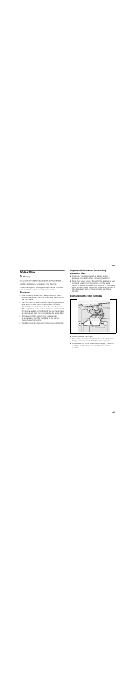 Water filter, Important information concerning the water filter, Exchanging the filter cartridge | Siemens KA62DV71 User Manual | Page 43 / 129