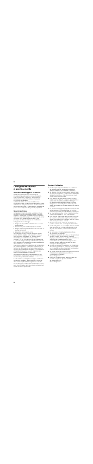 Consignes de sécurité et avertissements, Avant de mettre l'appareil en service, Sécurité technique | Pendant l’utilisation | Siemens KA62DV71 User Manual | Page 54 / 129