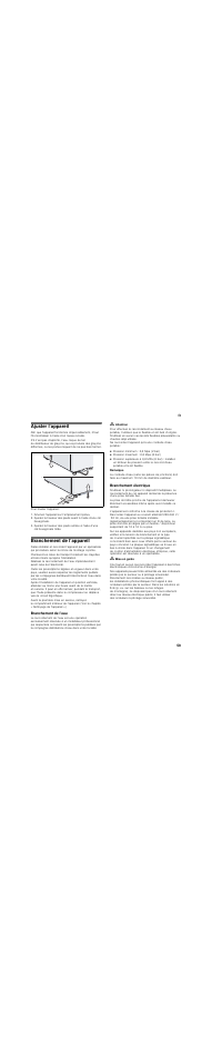 Ajuster l’appareil, Branchement de l’appareil, Branchement de l’eau | Branchement électrique | Siemens KA62DV71 User Manual | Page 59 / 129