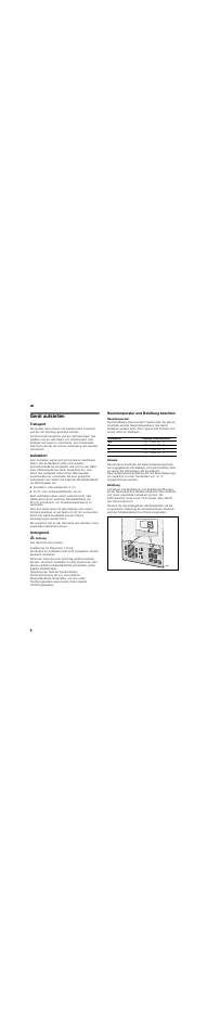 Gerät aufstellen, Transport, Aufstellort | Untergrund, Raumtemperatur und belüftung beachten, Raumtemperatur, Belüftung | Siemens KA62DV71 User Manual | Page 6 / 129