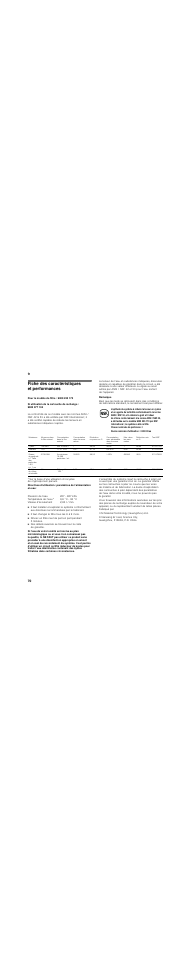 Fiche des caractéristiques et performances, Fr 70 | Siemens KA62DV71 User Manual | Page 70 / 129