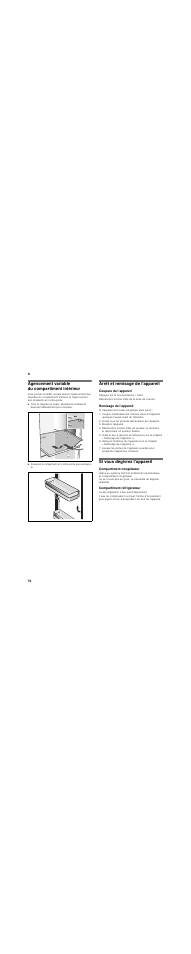 Agencement variable du compartiment intérieur, Arrêt et remisage de l'appareil, Coupure de l’appareil | Remisage de l’appareil, Si vous dégivrez l'appareil, Compartiment congélateur, Compartiment réfrigérateur | Siemens KA62DV71 User Manual | Page 72 / 129