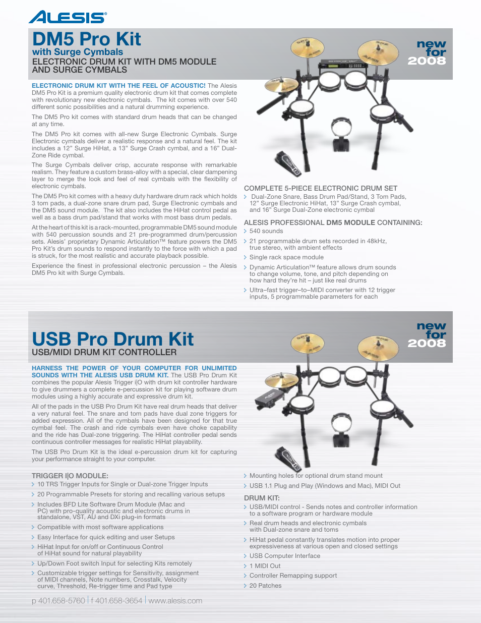 Usb pro drum kit, Dm5 pro kit, With surge cymbals | Usb/midi drum kit controller | ALESIS SR-18 User Manual | Page 2 / 8