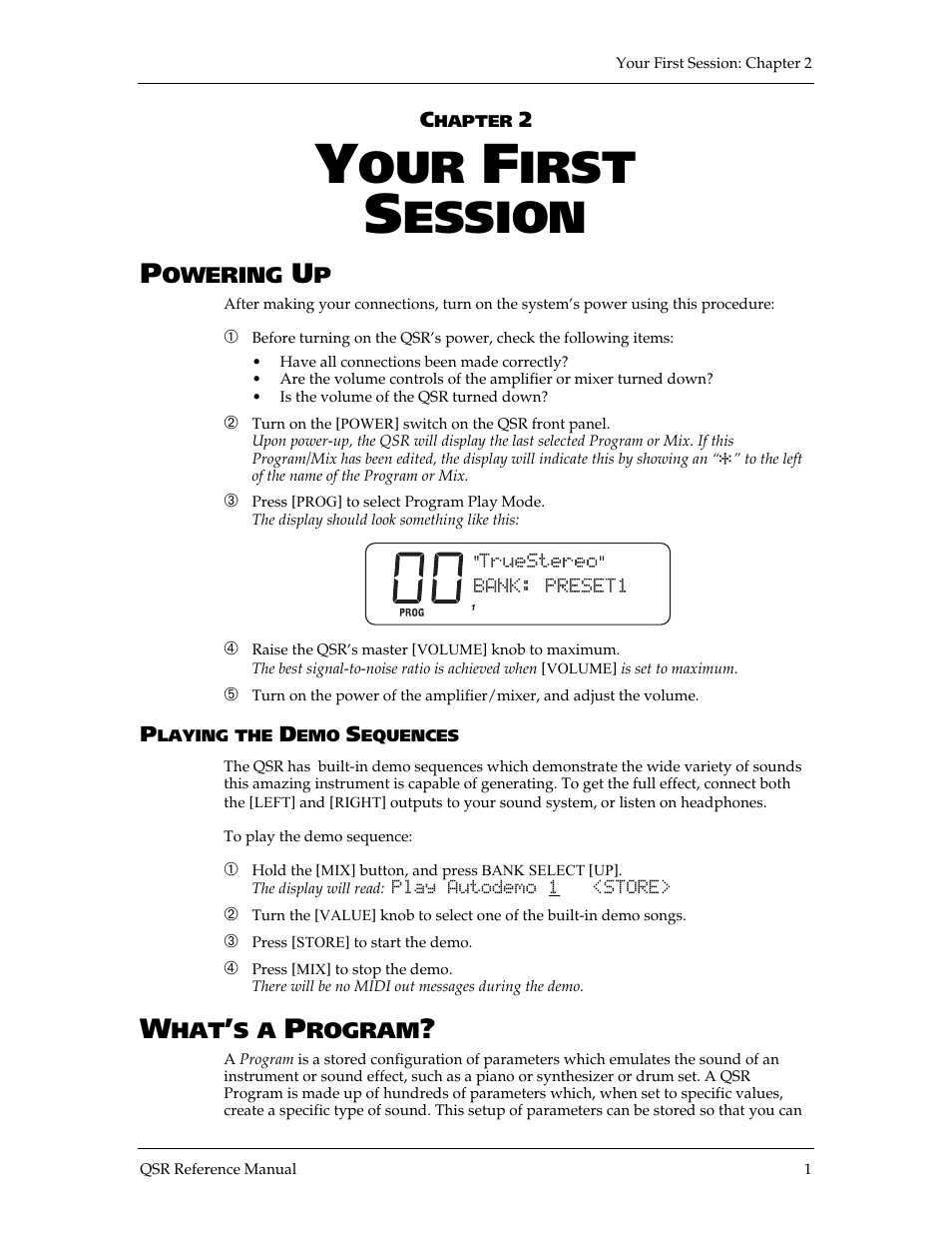 Irst, Ession | ALESIS QSR 64 User Manual | Page 11 / 143
