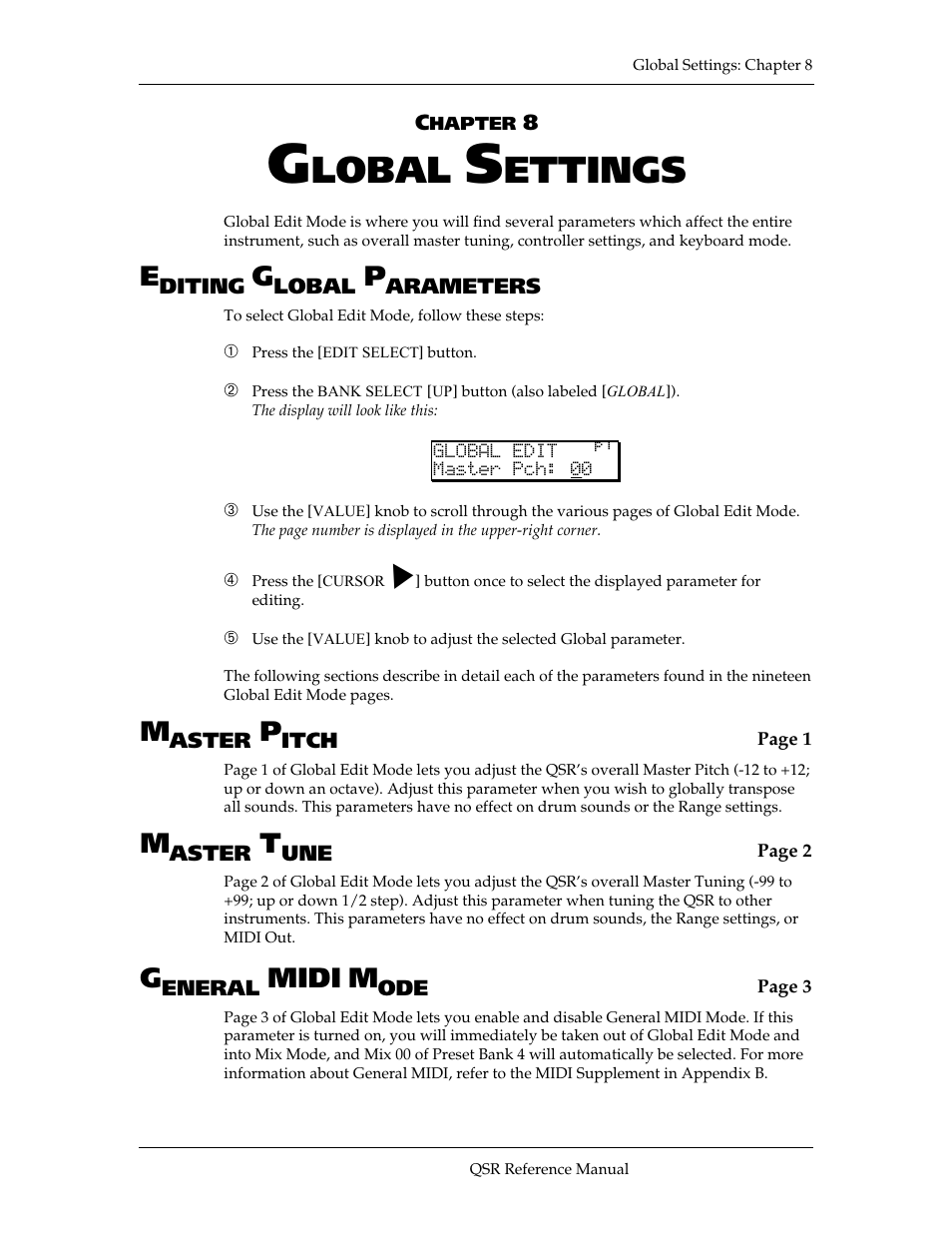 Lobal, Ettings, Midi | ALESIS QSR 64 User Manual | Page 116 / 143