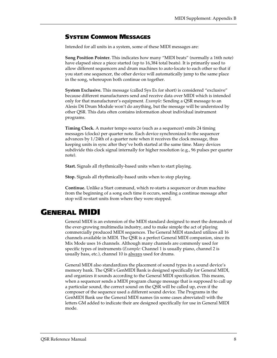 Midi, Eneral | ALESIS QSR 64 User Manual | Page 137 / 143