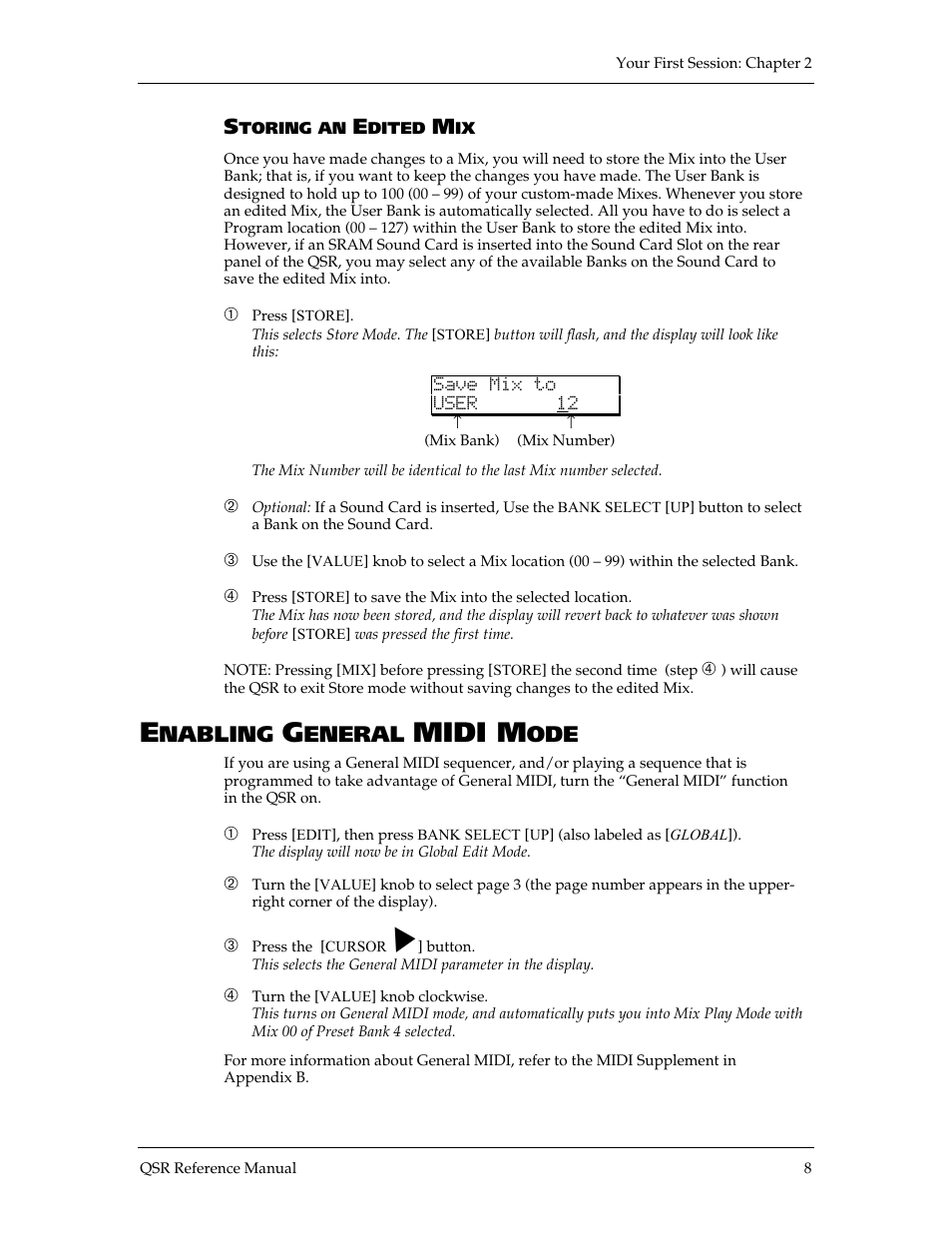 Midi m, Nabling, Eneral | ALESIS QSR 64 User Manual | Page 18 / 143