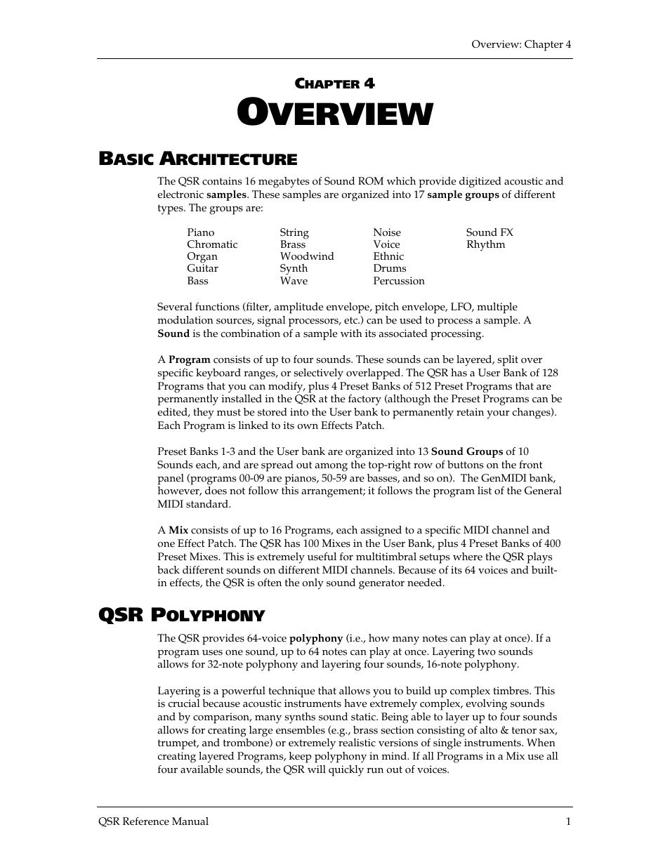 Verview, Qsr p | ALESIS QSR 64 User Manual | Page 27 / 143