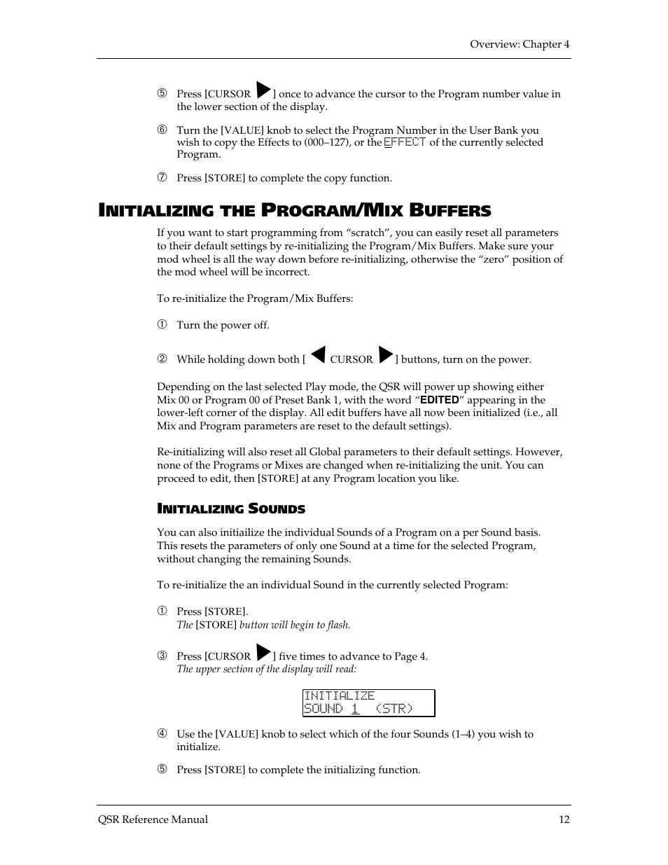 Nitializing the, Rogram, Uffers | ALESIS QSR 64 User Manual | Page 38 / 143