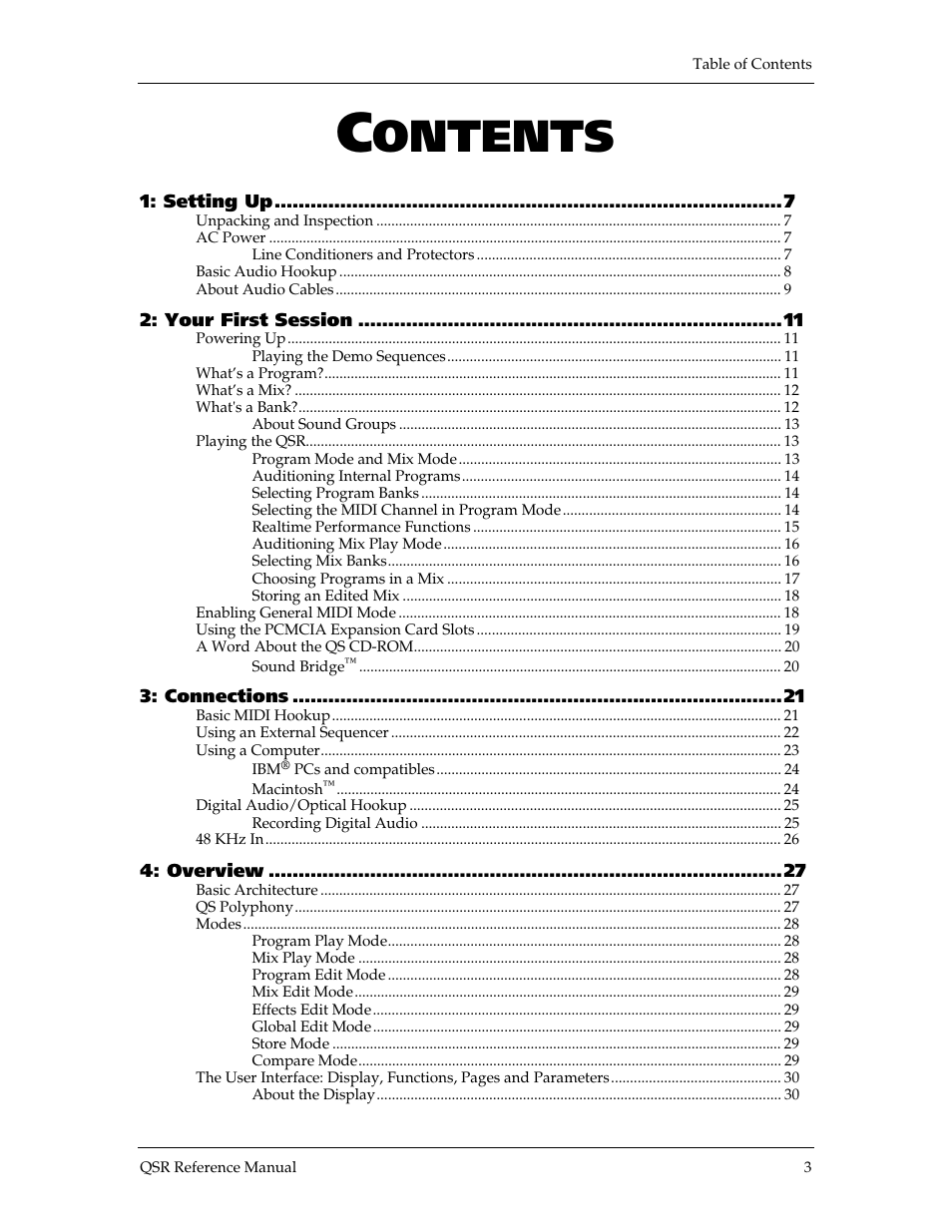Ontents | ALESIS QSR 64 User Manual | Page 4 / 143