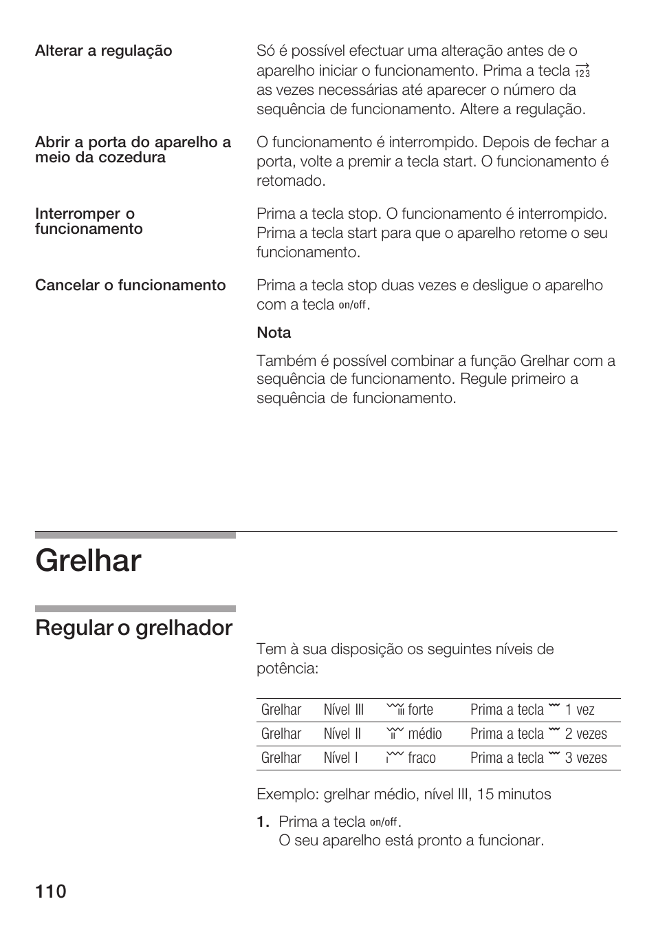 Grelhar, Regular o grelhador | Siemens HF25G5L2 User Manual | Page 110 / 188