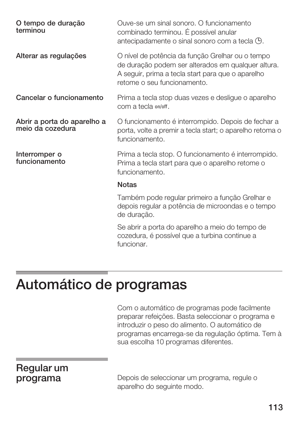 Automático de programas, Regular um programa | Siemens HF25G5L2 User Manual | Page 113 / 188