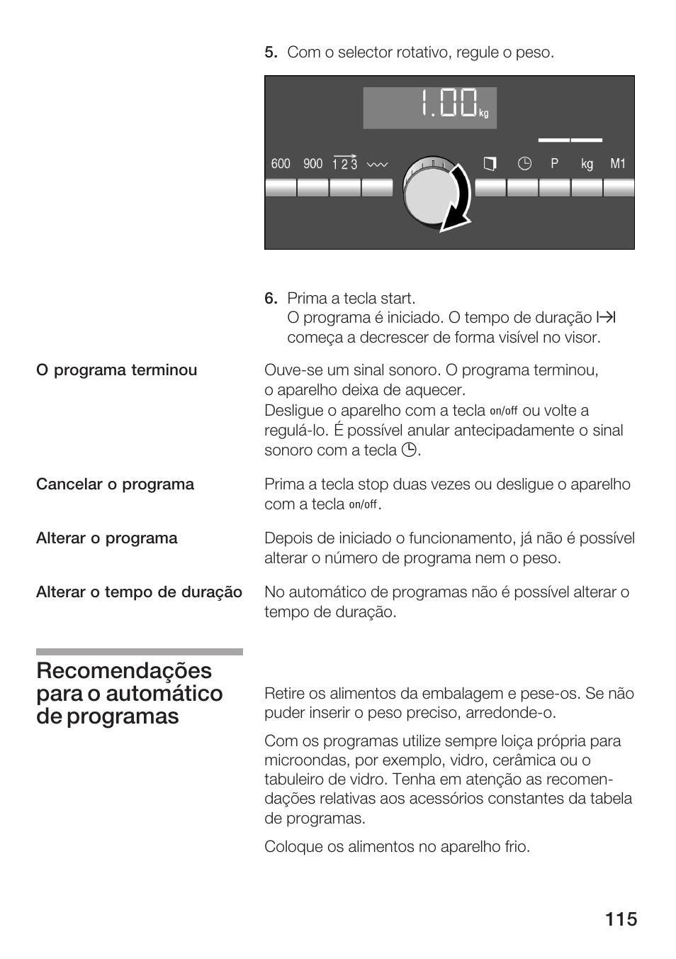 Recomendações para o automático de programas | Siemens HF25G5L2 User Manual | Page 115 / 188