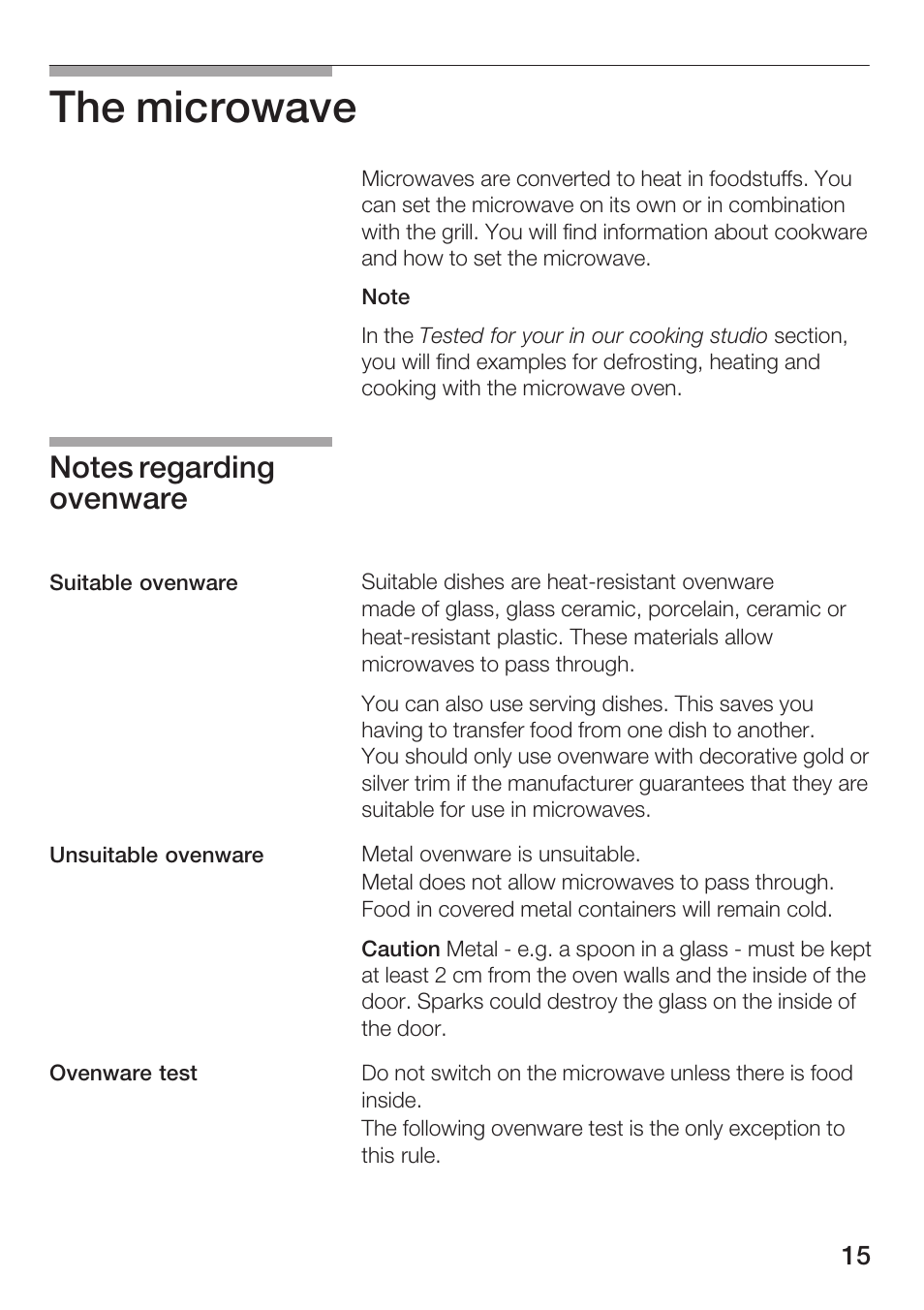 The microwave | Siemens HF25G5L2 User Manual | Page 15 / 188