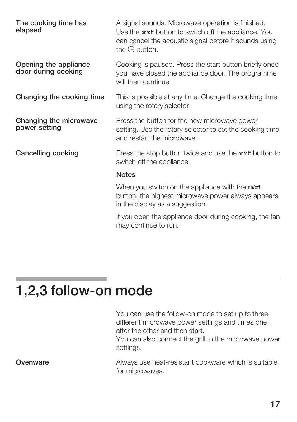 1,2,3 followćon mode | Siemens HF25G5L2 User Manual | Page 17 / 188