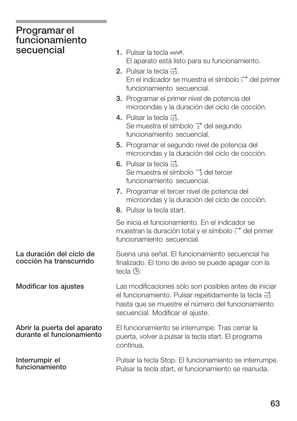 Programar el funcionamiento secuencial | Siemens HF25G5L2 User Manual | Page 63 / 188