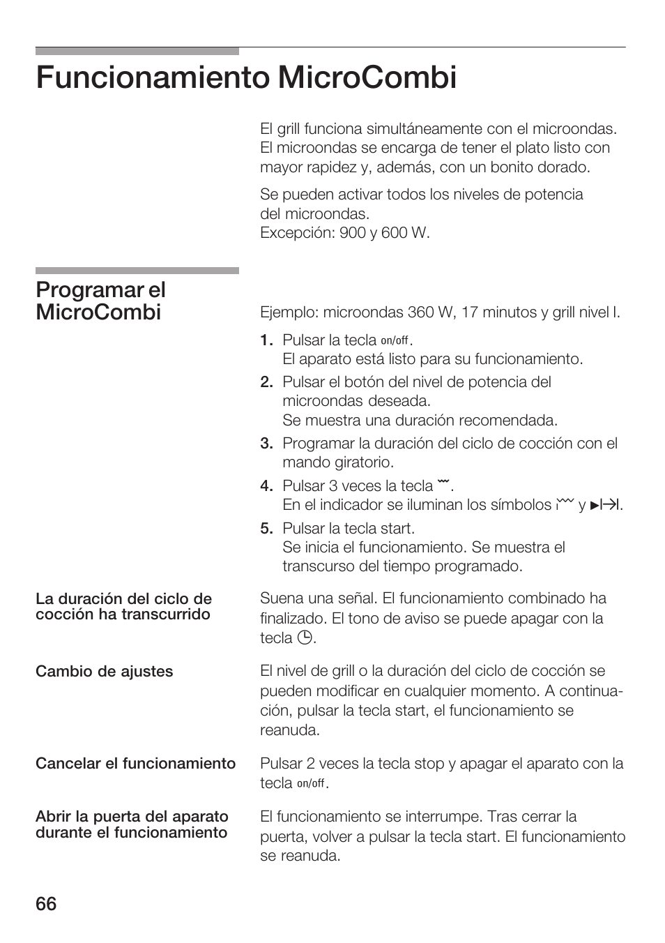 Funcionamiento microcombi, Programar el microcombi | Siemens HF25G5L2 User Manual | Page 66 / 188