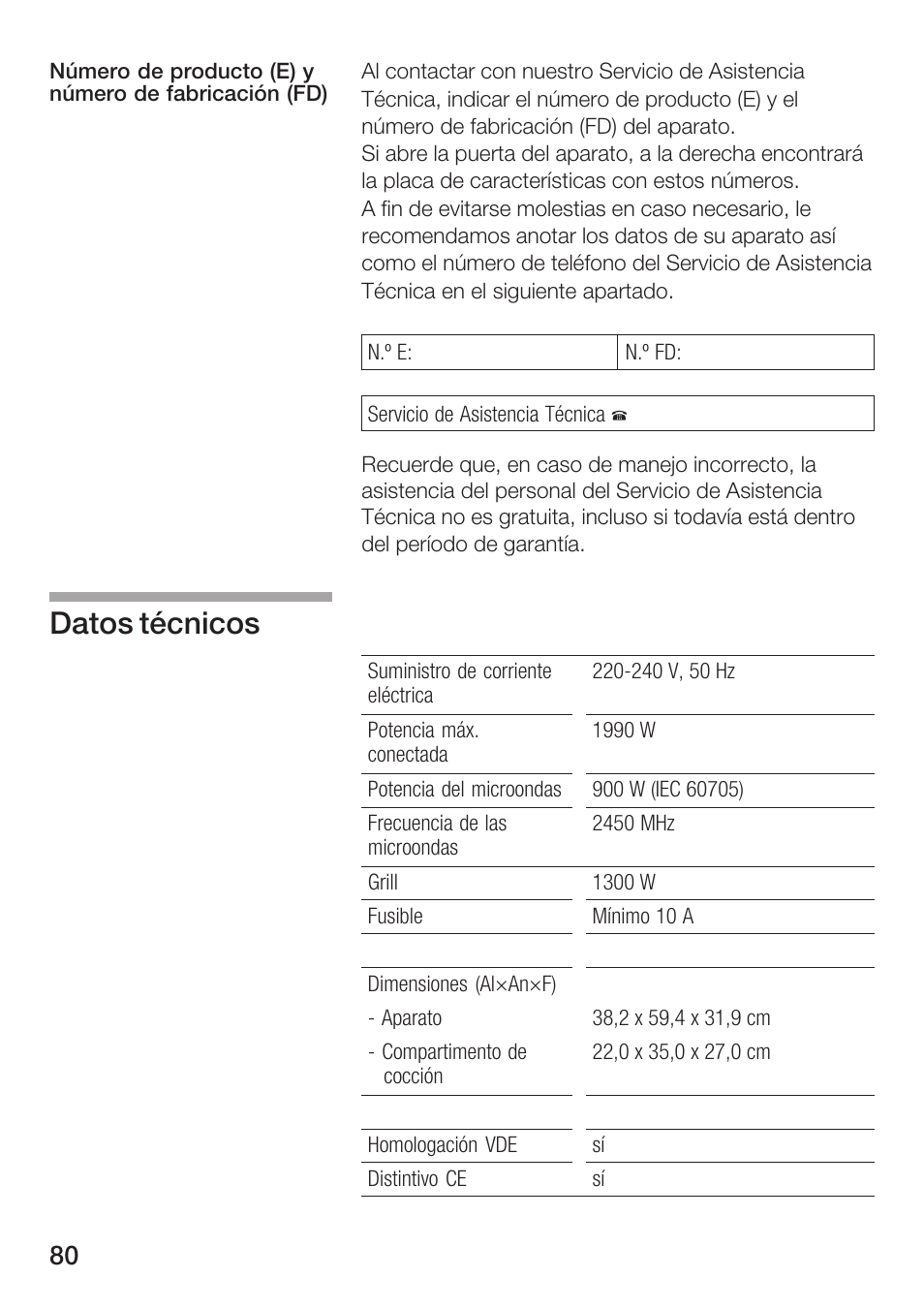 Datos técnicos | Siemens HF25G5L2 User Manual | Page 80 / 188