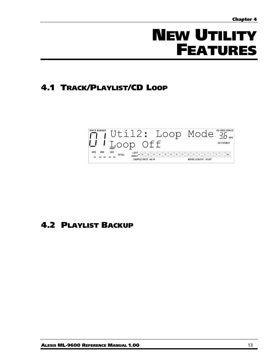 Tility, Eatures, Cd l | ALESIS MASTERLINK ML-9600 User Manual | Page 17 / 24