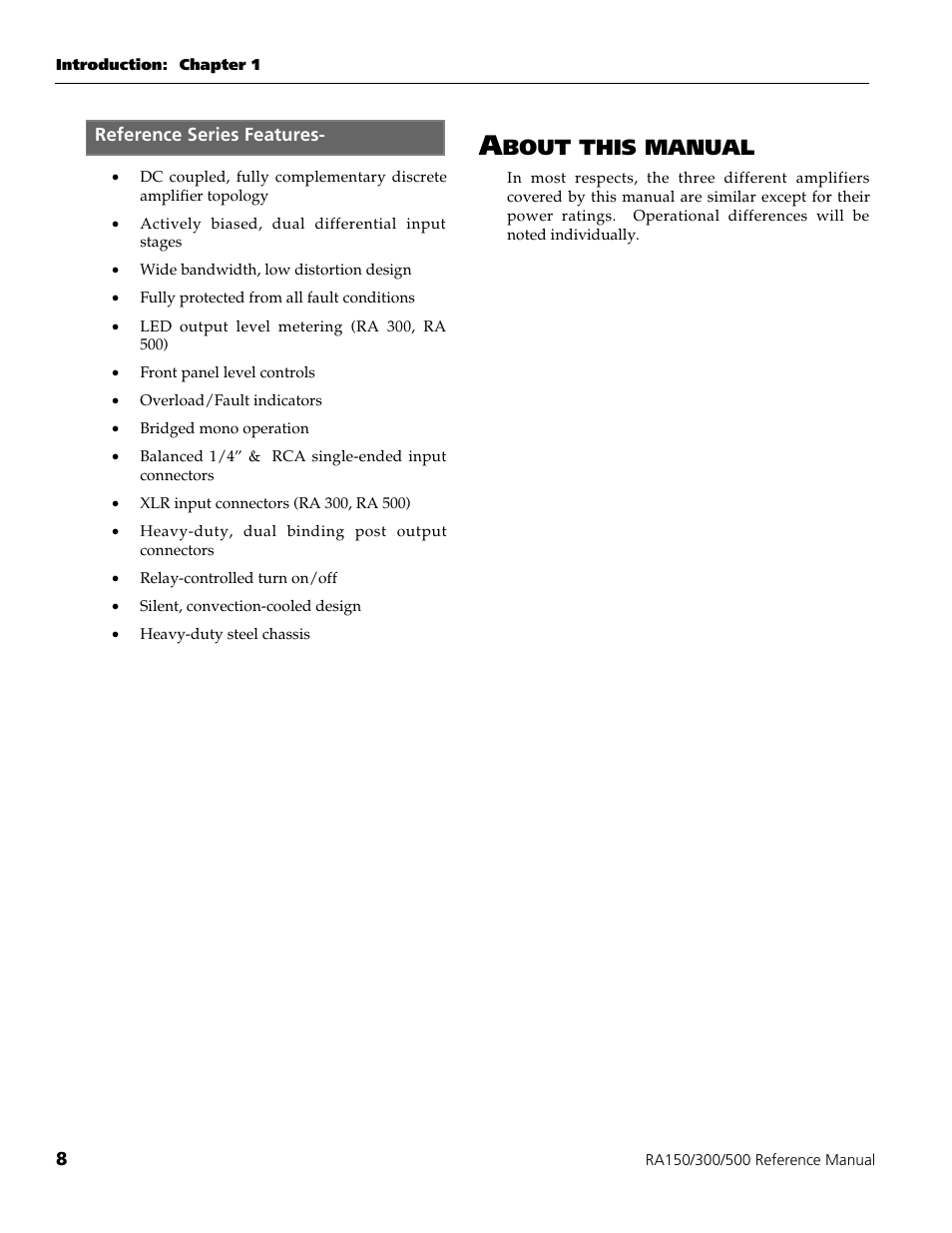 Bout this manual | ALESIS POWER AMPLIFIER RA500 User Manual | Page 10 / 38