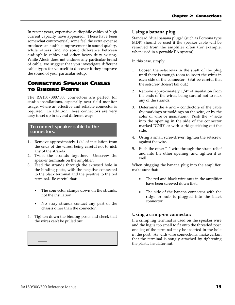 ALESIS POWER AMPLIFIER RA500 User Manual | Page 21 / 38