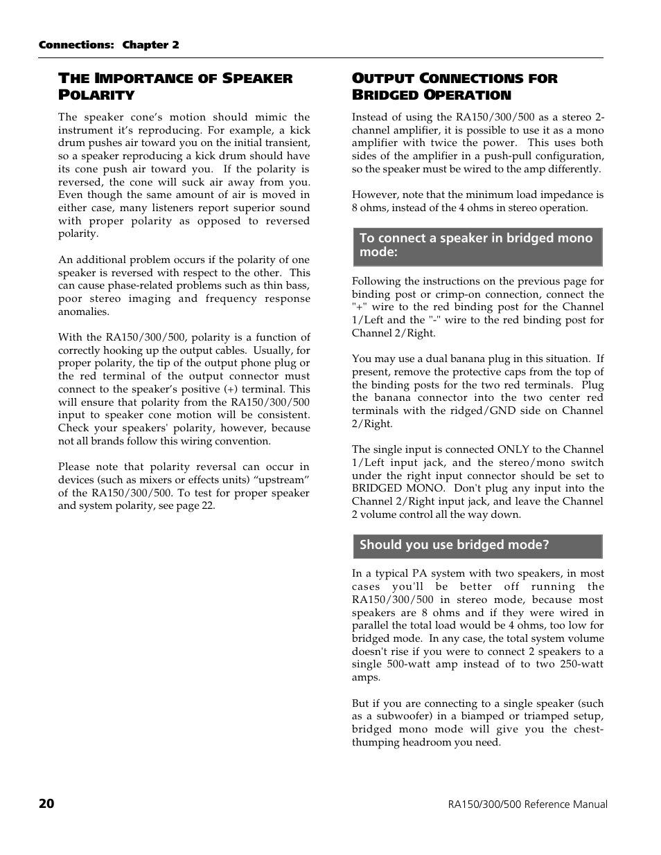 ALESIS POWER AMPLIFIER RA500 User Manual | Page 22 / 38