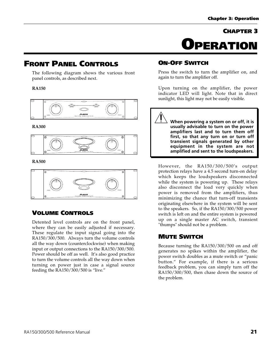 Peration | ALESIS POWER AMPLIFIER RA500 User Manual | Page 23 / 38
