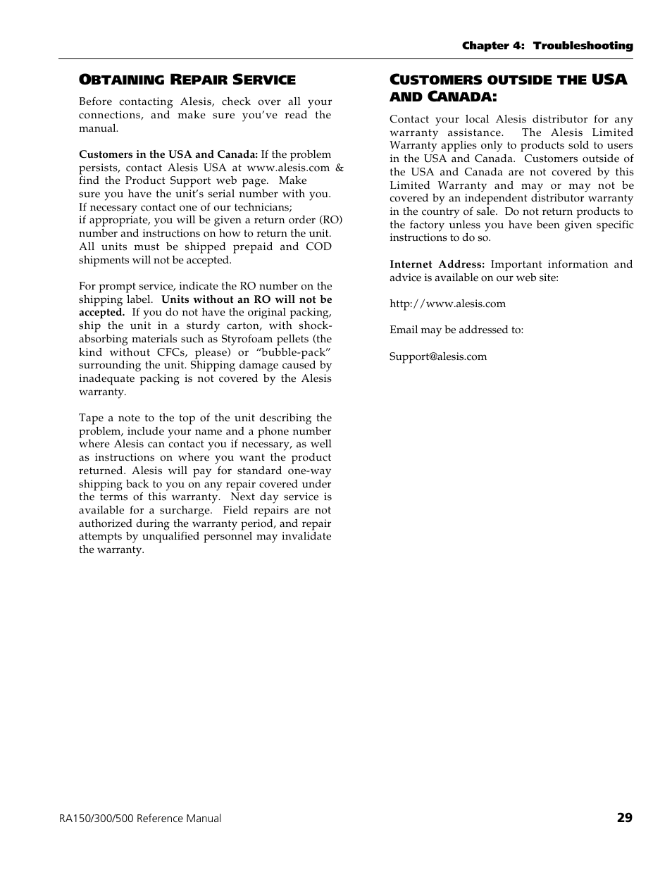 ALESIS POWER AMPLIFIER RA500 User Manual | Page 31 / 38