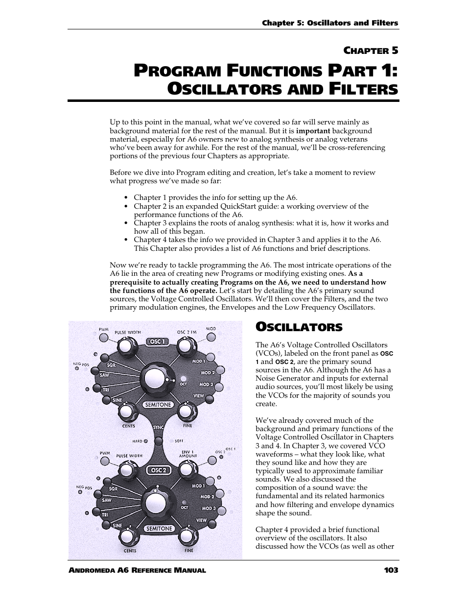 Rogram, Unctions, Scillators and | Ilters | ALESIS ANDROMEDA A6 User Manual | Page 105 / 280