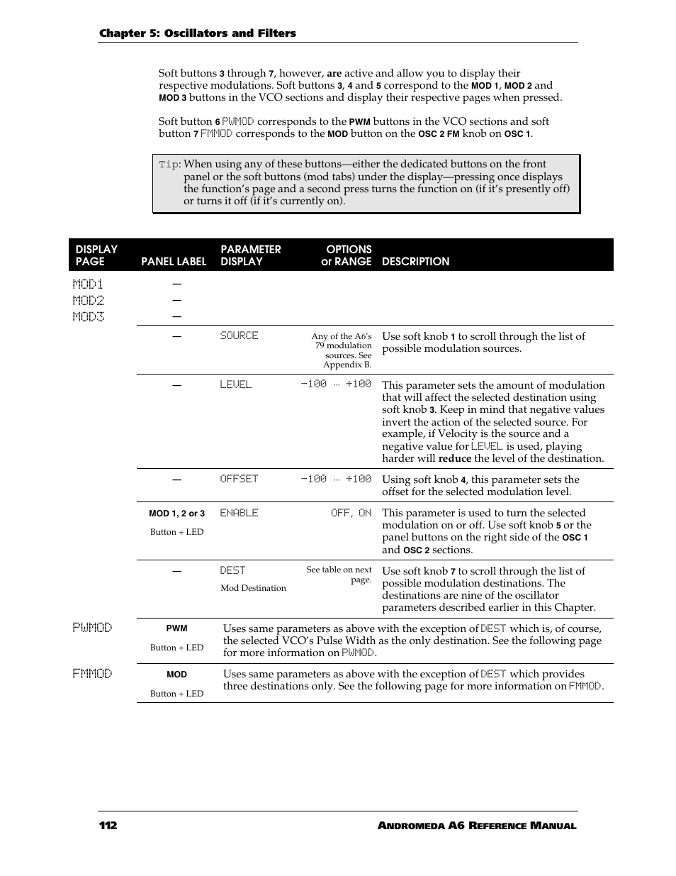 ALESIS ANDROMEDA A6 User Manual | Page 114 / 280