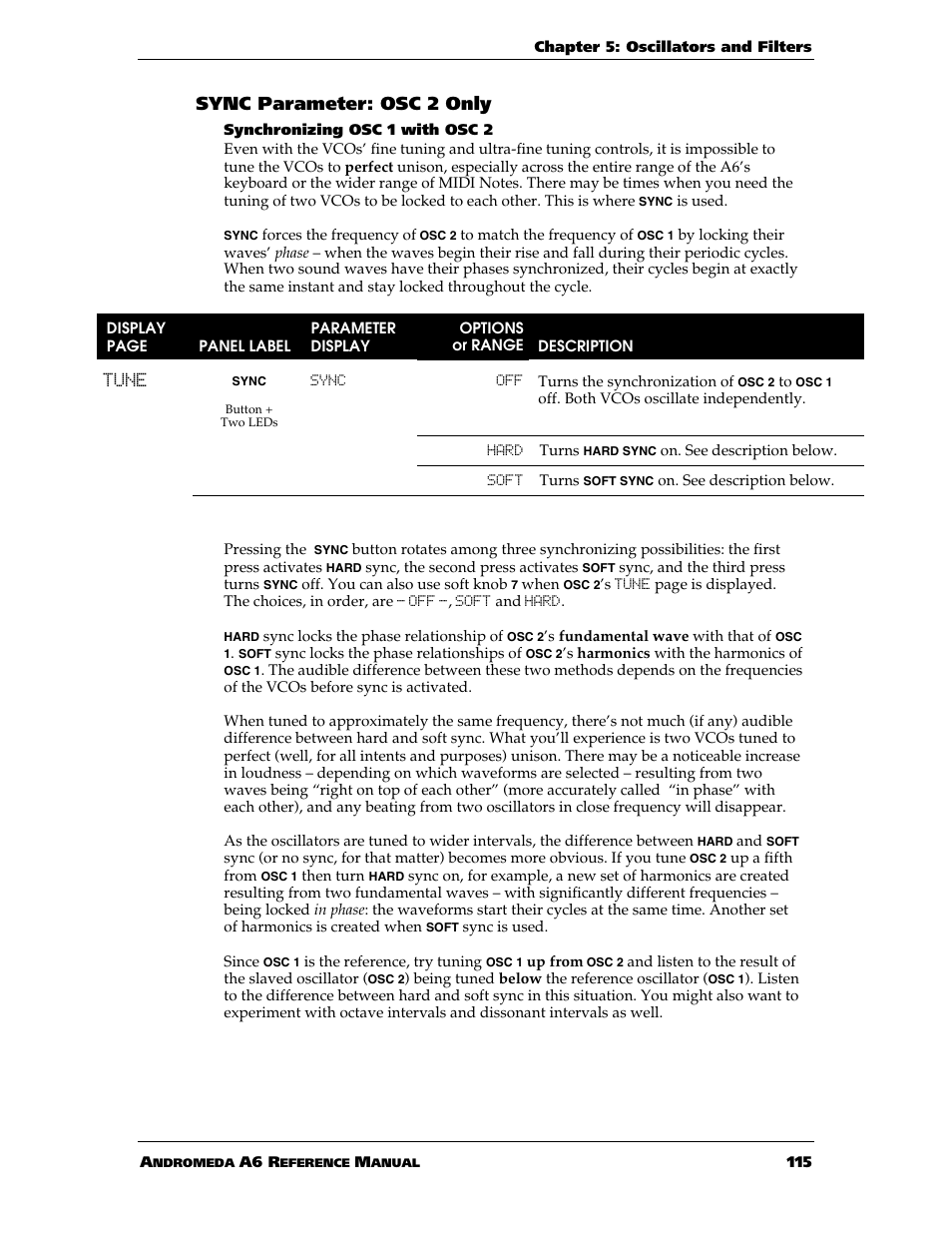 Sync parameter: osc 2 only | ALESIS ANDROMEDA A6 User Manual | Page 117 / 280