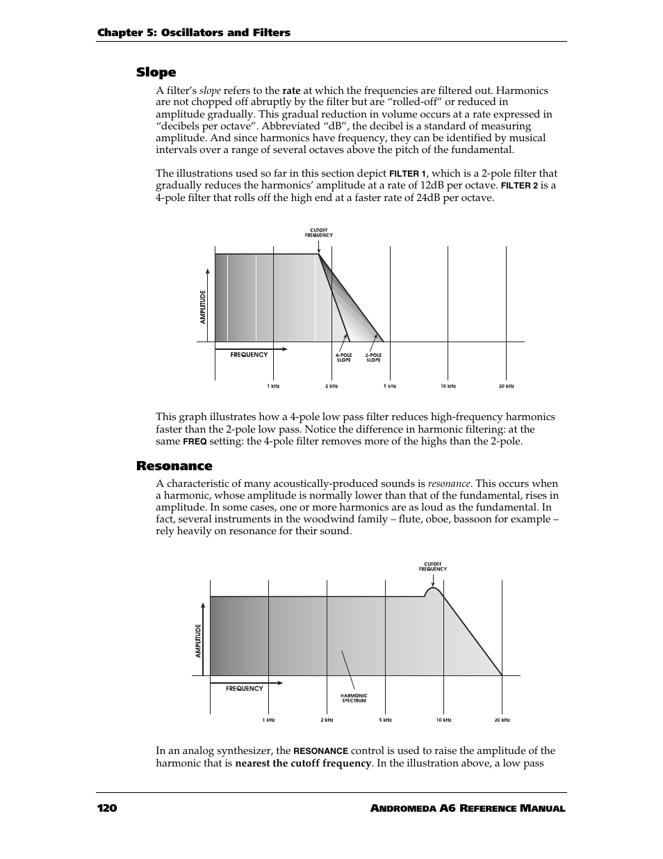 Slope, Resonance | ALESIS ANDROMEDA A6 User Manual | Page 122 / 280