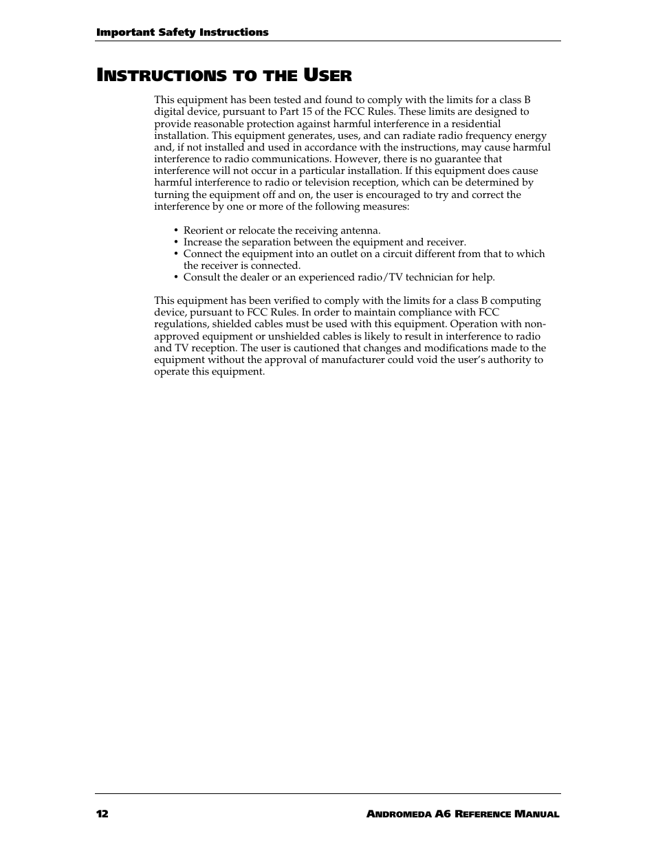 Nstructions to the | ALESIS ANDROMEDA A6 User Manual | Page 14 / 280