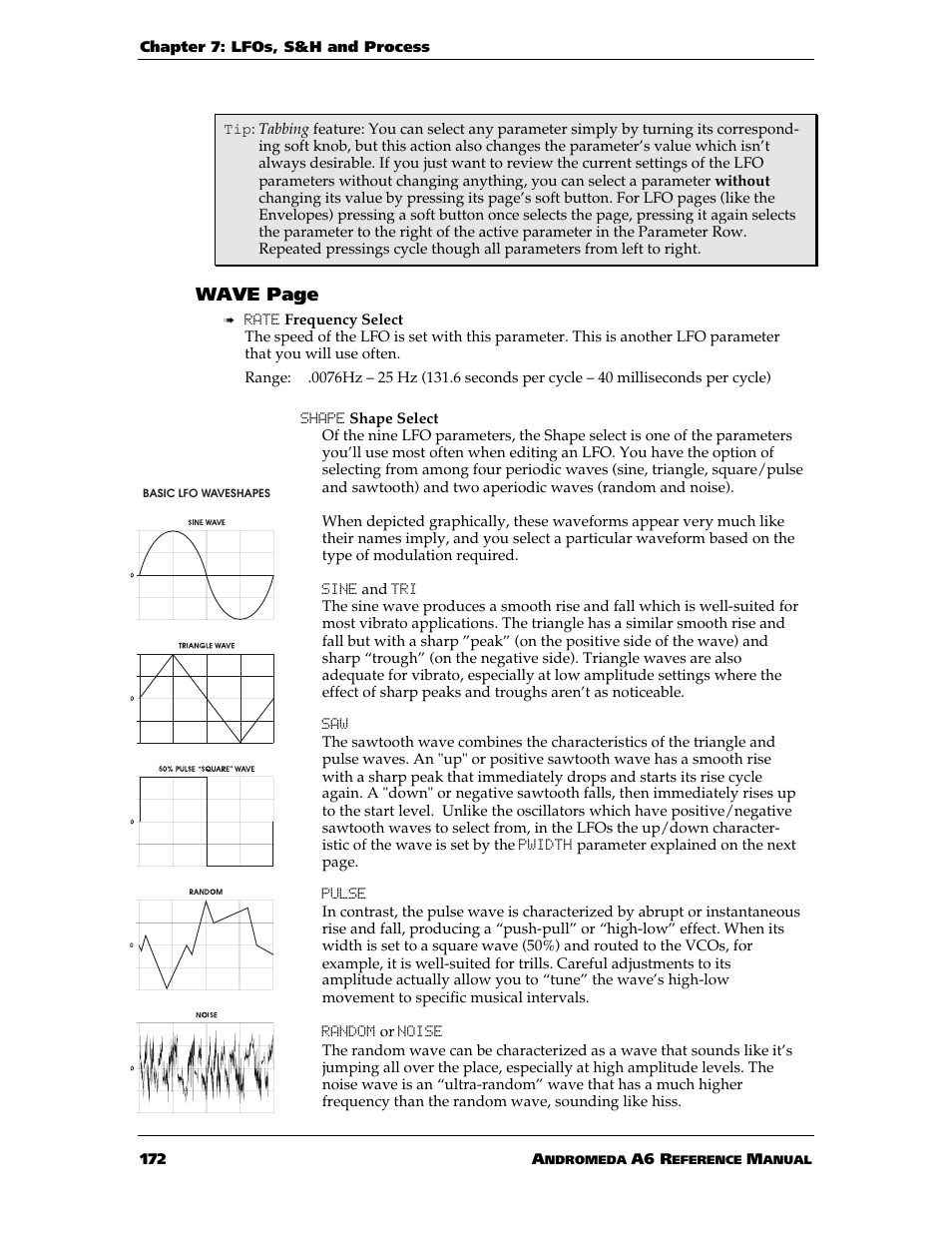 Wave page | ALESIS ANDROMEDA A6 User Manual | Page 174 / 280