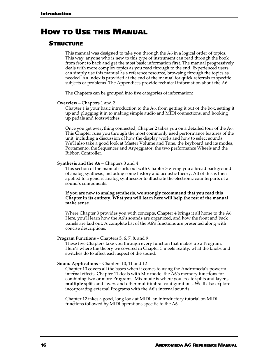 Ow to, Se this, Anual | ALESIS ANDROMEDA A6 User Manual | Page 18 / 280