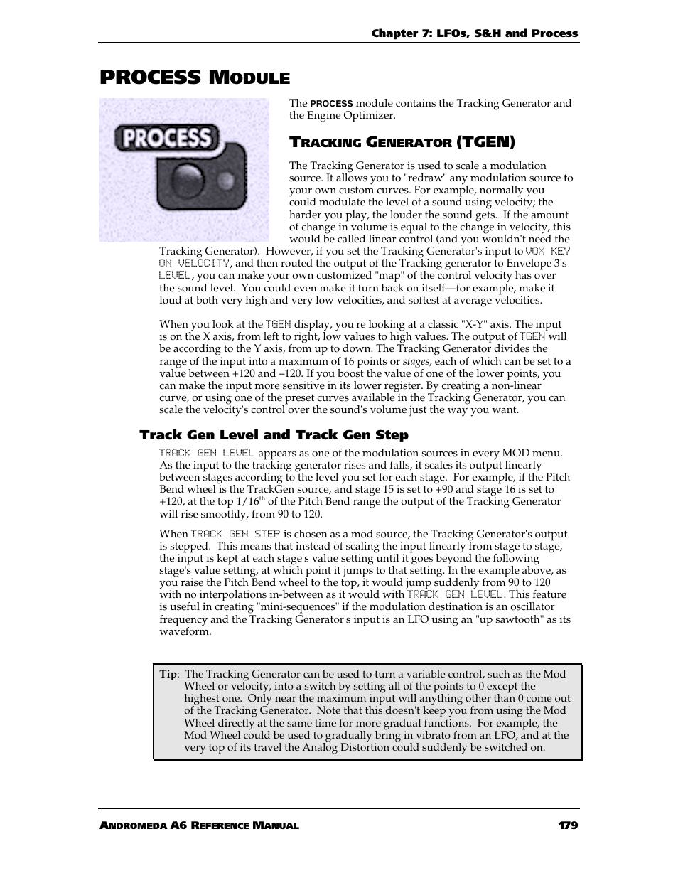 Process m, Odule, Tgen) | ALESIS ANDROMEDA A6 User Manual | Page 181 / 280