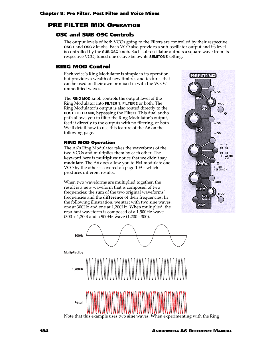 Pre filter mix o | ALESIS ANDROMEDA A6 User Manual | Page 186 / 280