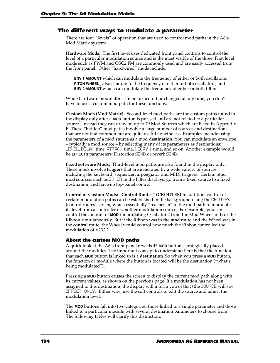 The different ways to modulate a parameter | ALESIS ANDROMEDA A6 User Manual | Page 196 / 280