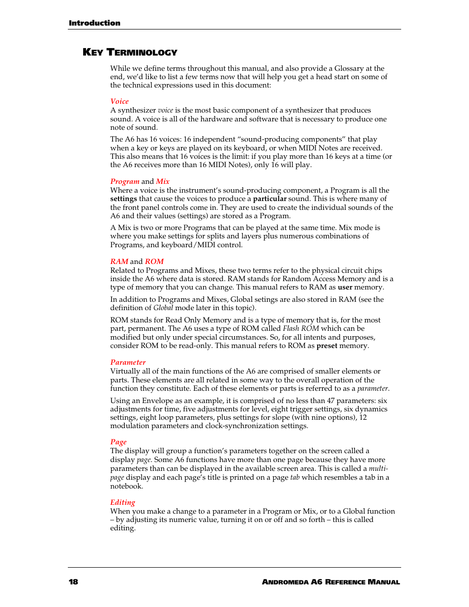 ALESIS ANDROMEDA A6 User Manual | Page 20 / 280