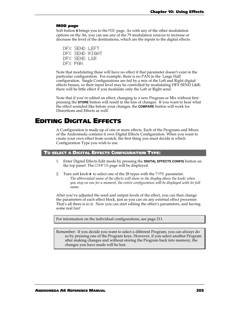 Diting, Igital, Ffects | ALESIS ANDROMEDA A6 User Manual | Page 207 / 280