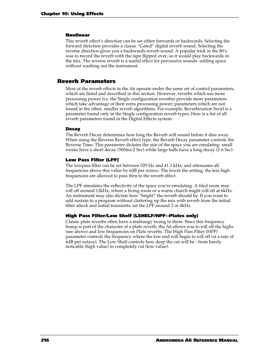ALESIS ANDROMEDA A6 User Manual | Page 218 / 280