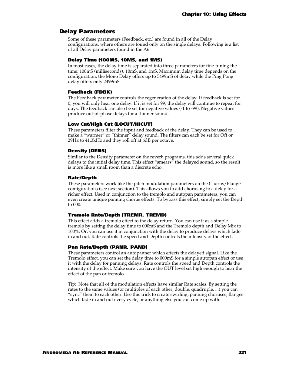ALESIS ANDROMEDA A6 User Manual | Page 223 / 280